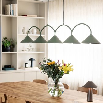 Nowoczesna lampa nad stół zielona 5 kloszy Curve